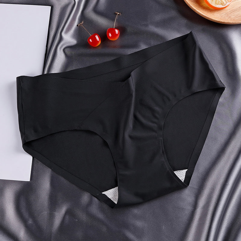 Female Plus Size Low Waist Seamless Ice Silk Briefs