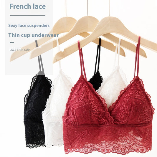Sexy Lace Bra Nightclubs With Chest Pad French Triangle Cup Anti-exposure