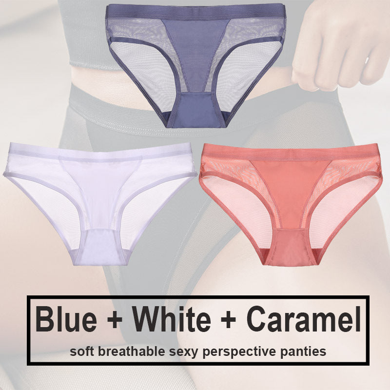 Low Waist Mesh Solid Color Briefs