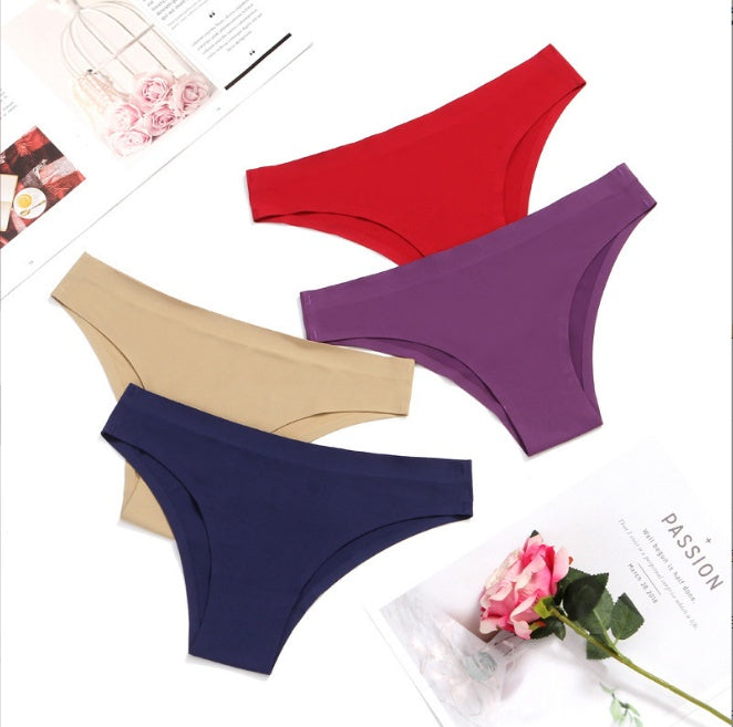 Pure Color Seamless Sexy Ladies Plus Size Briefs