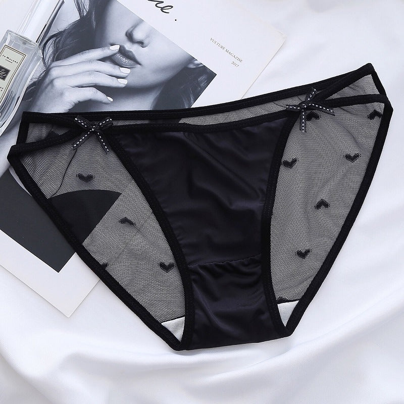 Mesh Lace-up Bow Briefs Low-rise Shorts