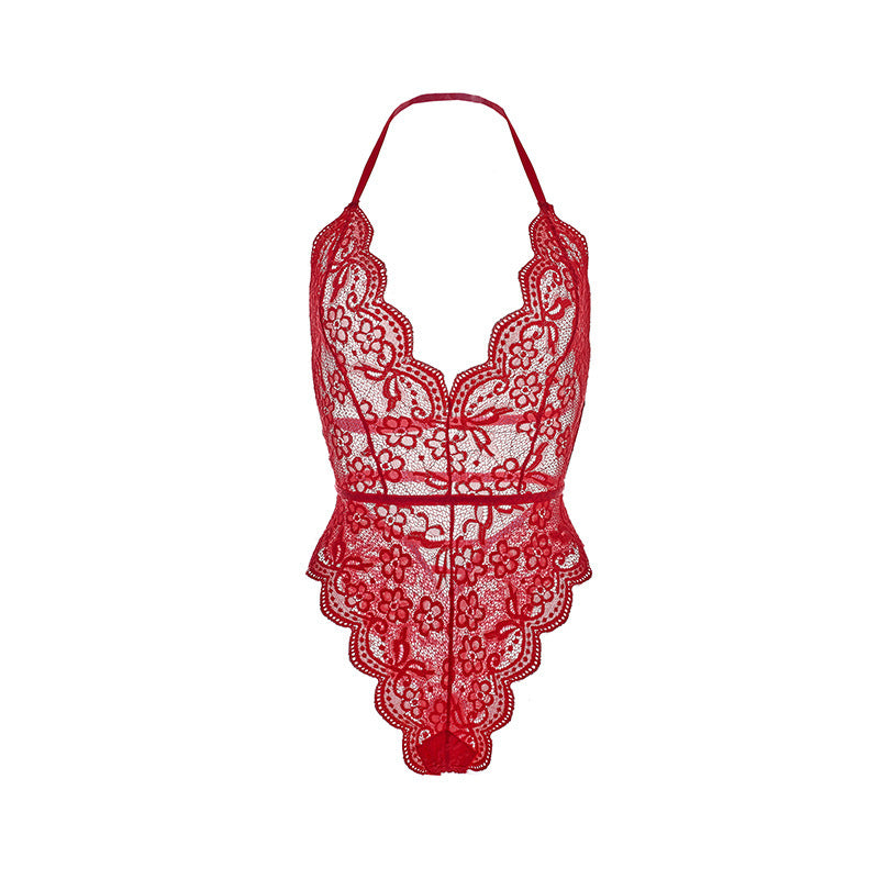 Open-back temptation full-length lace sexy jumpsuit