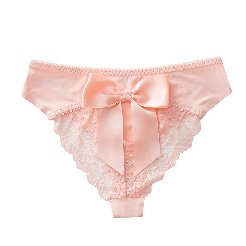 Bow Sexy Lace Stitching Seamless Ice Silk Underwear
