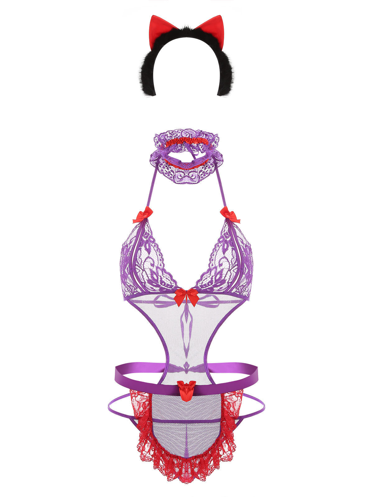 Sexy lingerie one-piece suit 4-piece set