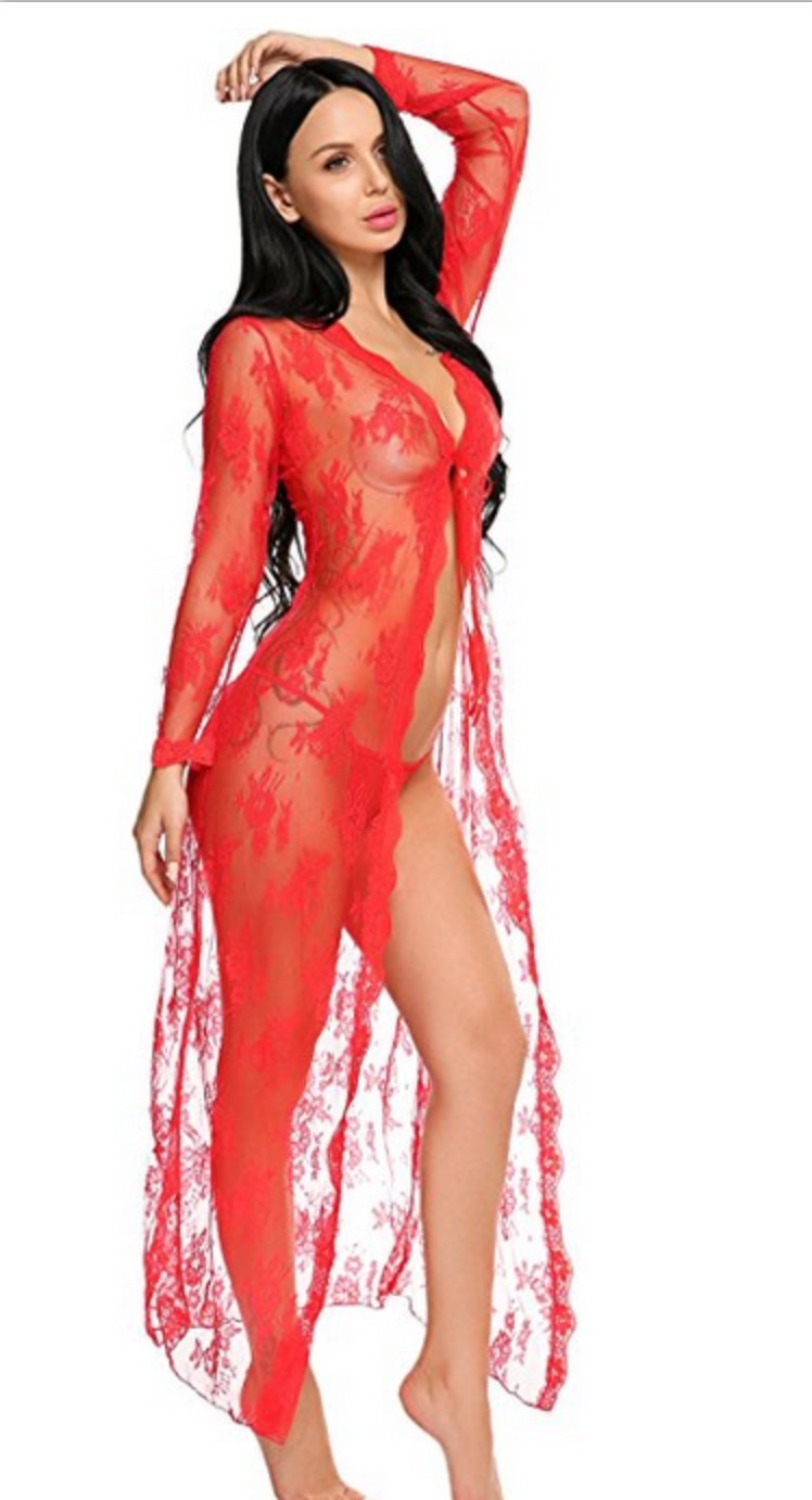 Lace bathrobe lace dress sexy large size pajamas