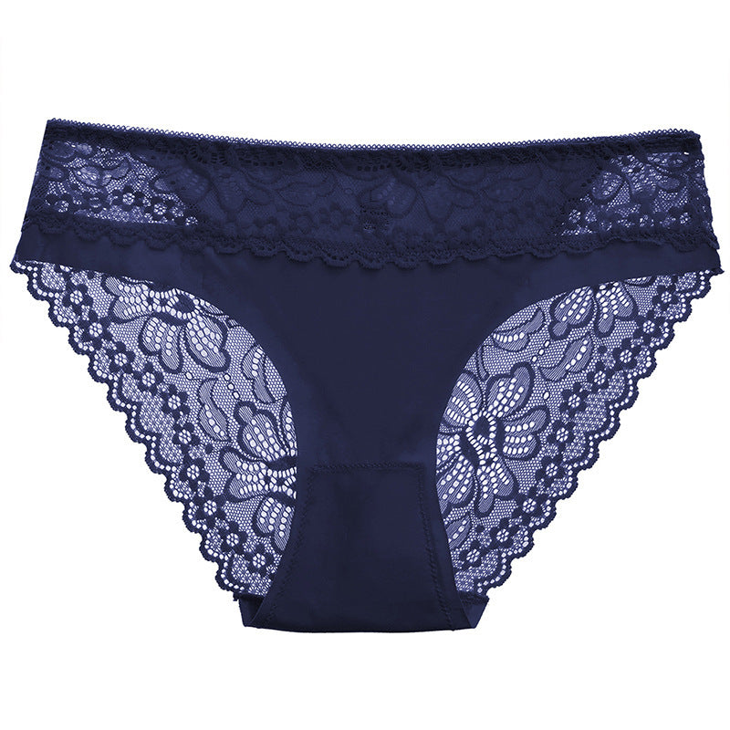 Mid-waist Lace Sexy Seamless Breathable Women's Underwear Hollow