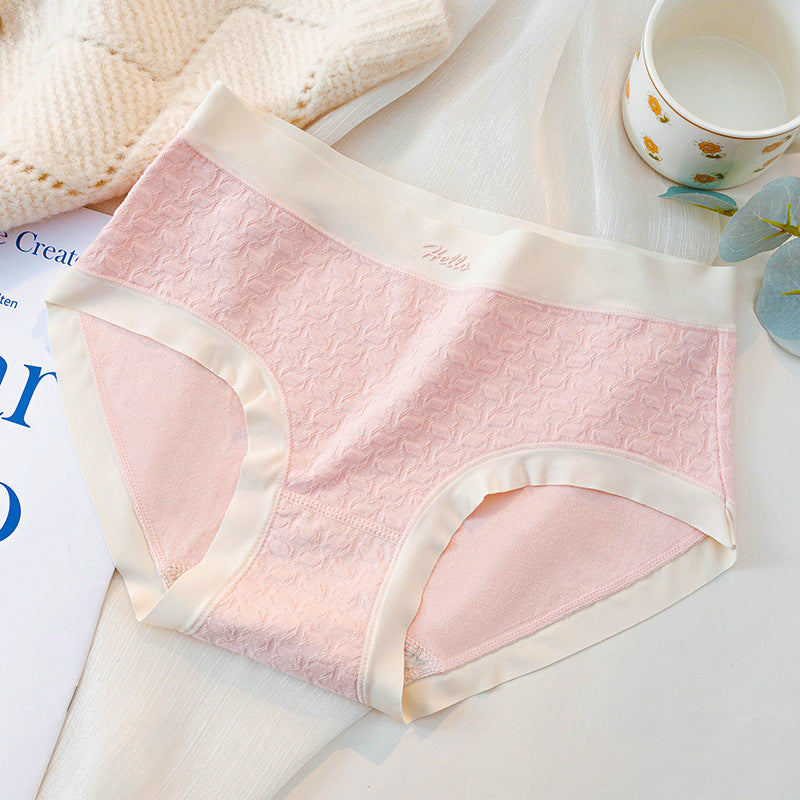 Lace Mid Waist Briefs Gentle Style Jacquard