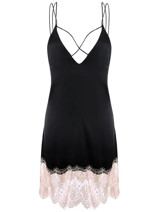 Sexy pajamas lace home wear see-through suspender nightdress