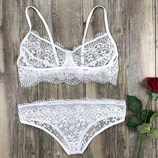 Lace Underwear Set Solid Color Female Two-piece Suit