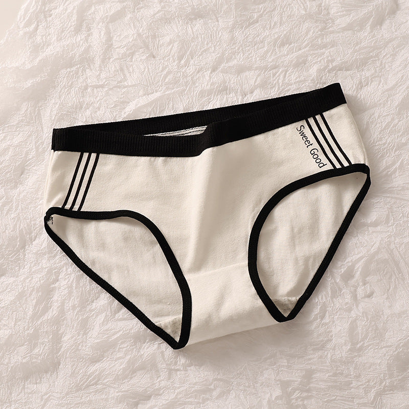 Women's Cotton Mid Waist Traceless Sexy Underpants Girls Triangle Shorts