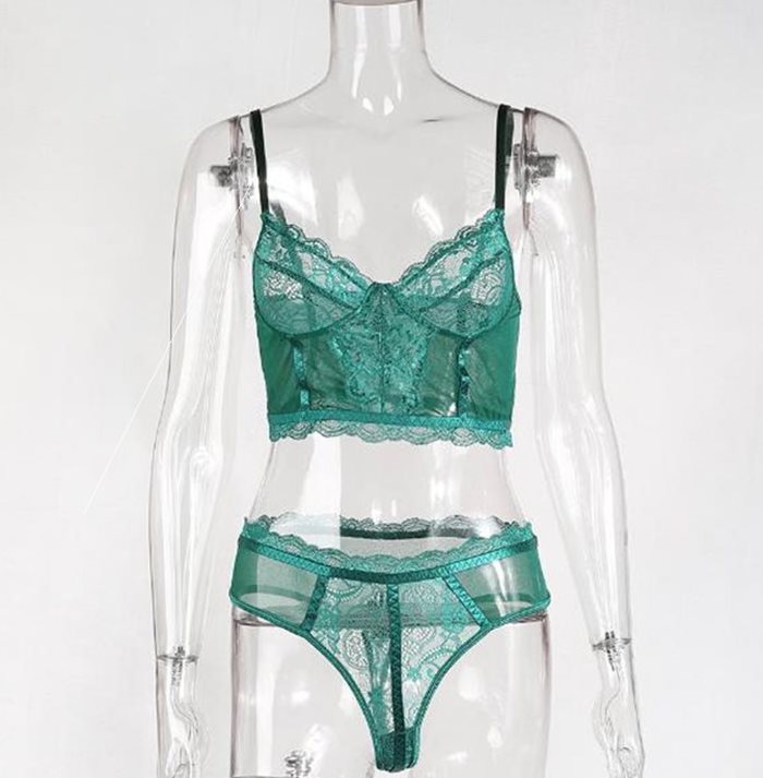 Sexy Eyelash Stitching Lace See-Through Suit