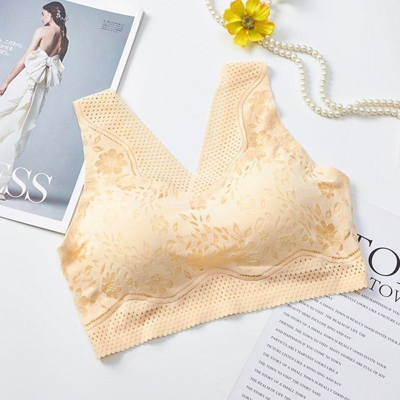 Breathable Seamless Iice Silk No Steel Ring Underwear Lace Beautiful Back Wrapped Chest
