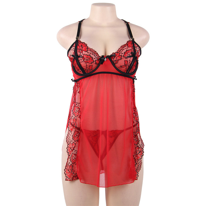 Halter Sexy Lingerie Sexy Lace Adjustable Strap Nightdress