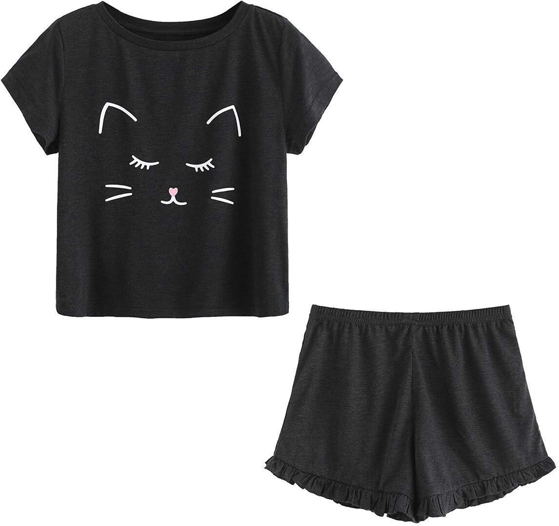 Summer Ladies Cat Casual Pajamas
