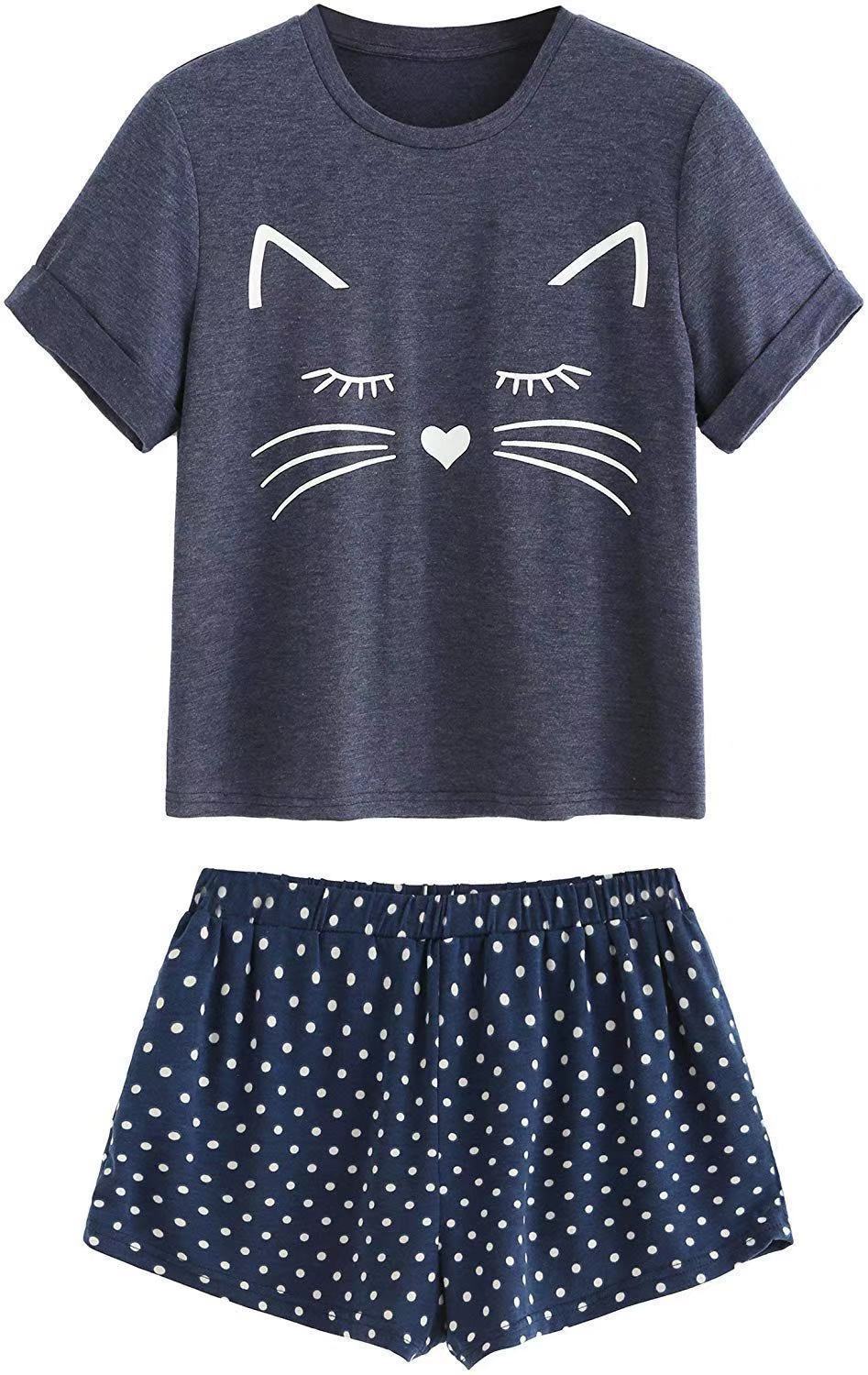 Summer Ladies Cat Casual Pajamas