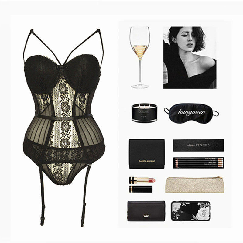 Sexy Lingerie Waistcoat Small Chest One-piece Tights Temptation Garter Stockings