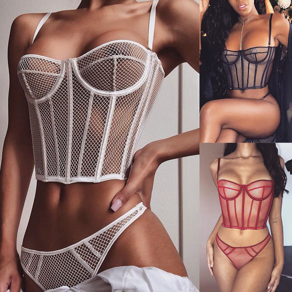 Sexy Perspective Hit Line Stitching Heavy Craftsmanship Sexy Split Suit