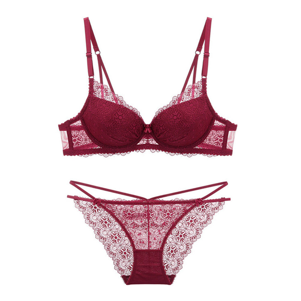 Varababy French lace Underwear Sexy Girl Thin Small Breasts Gathered Adjustment Suit