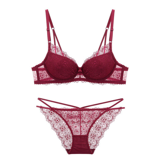 Varababy French lace Underwear Sexy Girl Thin Small Breasts Gathered Adjustment Suit