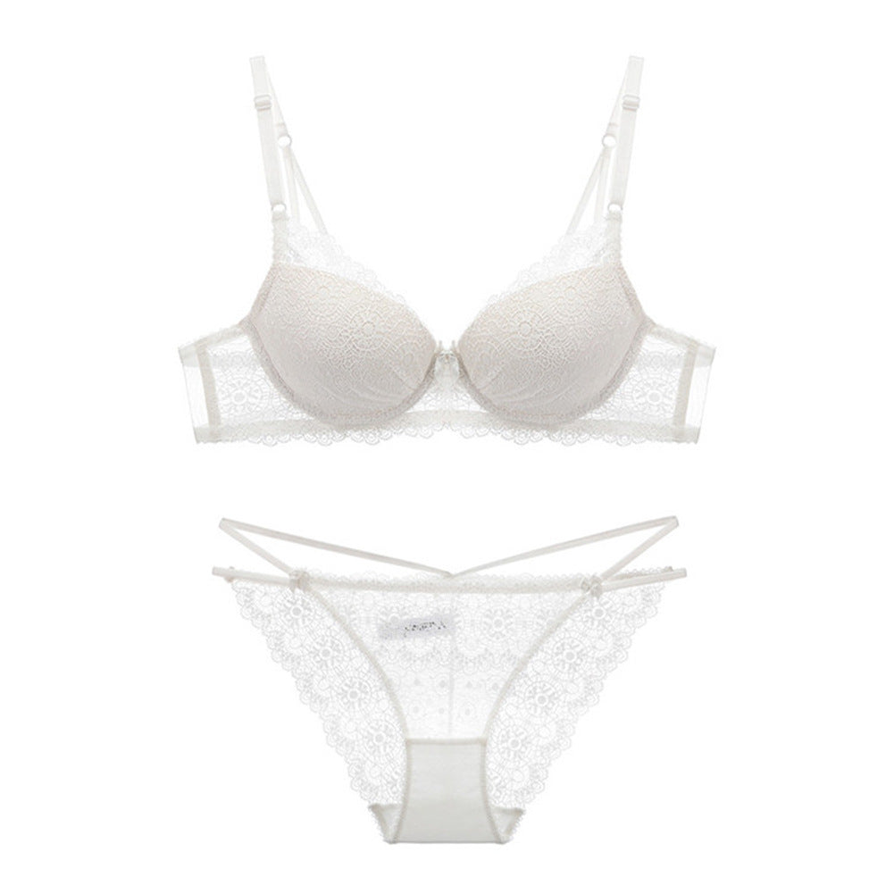 Varababy French lace Underwear Sexy Girl Thin Small Breasts Gathered Adjustment Suit