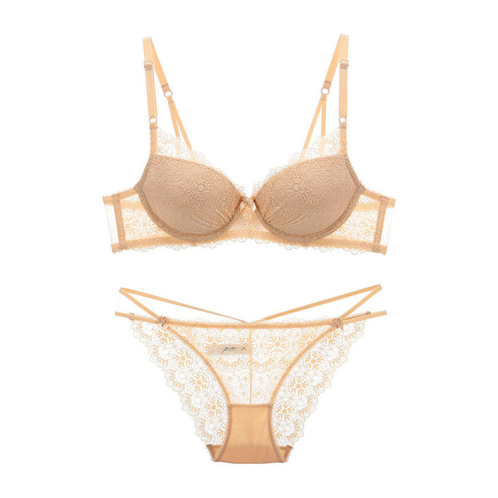 Varababy French lace Underwear Sexy Girl Thin Small Breasts Gathered Adjustment Suit