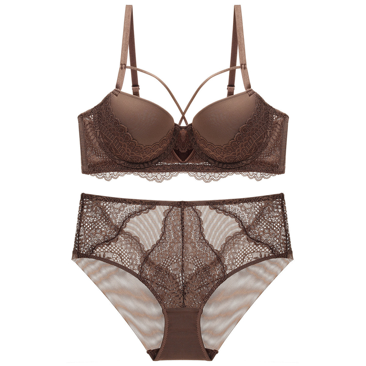 French Lace Splicing Hollow-out Sexy Bra Suit