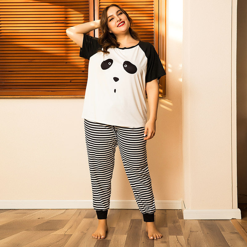 Summer Cotton Short-Sleeved Trousers Pajamas Suit Knitted Cotton Ladies Two-Piece Home Service