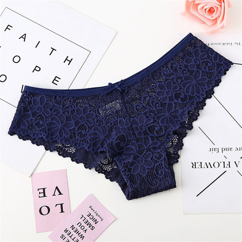 Underpants Women's Low-Waist Lace Sexy Hot Full Transparent Girl's Seamless Briefs Cover Buttocks Big Size