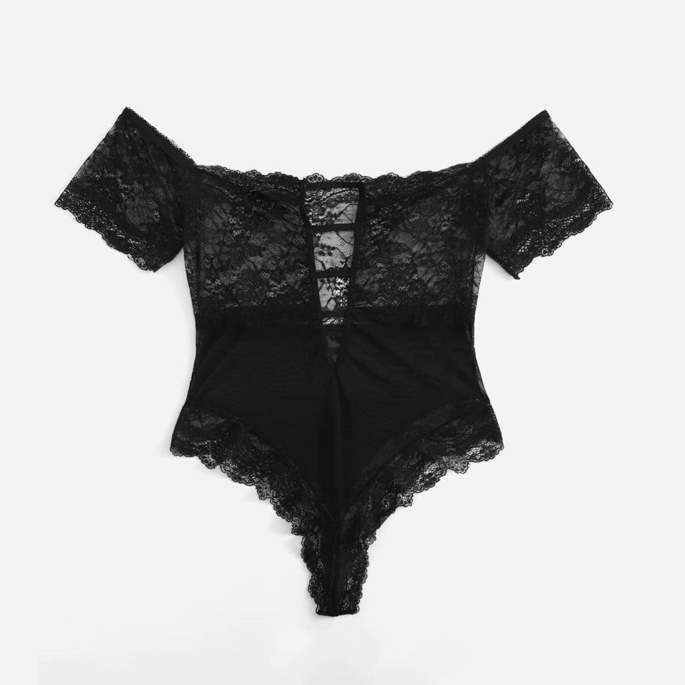 European And American Sexy Lace One-Shoulder Jumpsuit