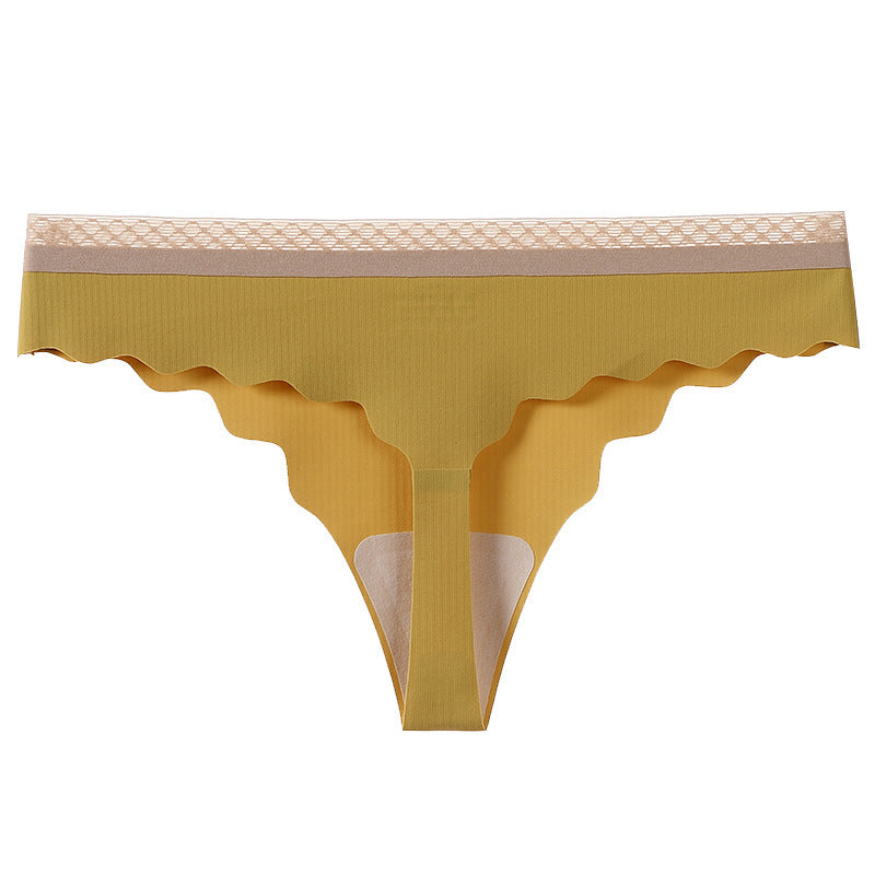 Mid-Low-Waist Seamless Ice Silk Women'S Breathable Thong Explosion Style Sexy