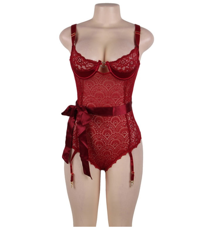 Foreign Trade Europe And The United States Plus Size Sex Appeal Underwear Perspective Steel Garter Belt With Sexy Lace Pajamas