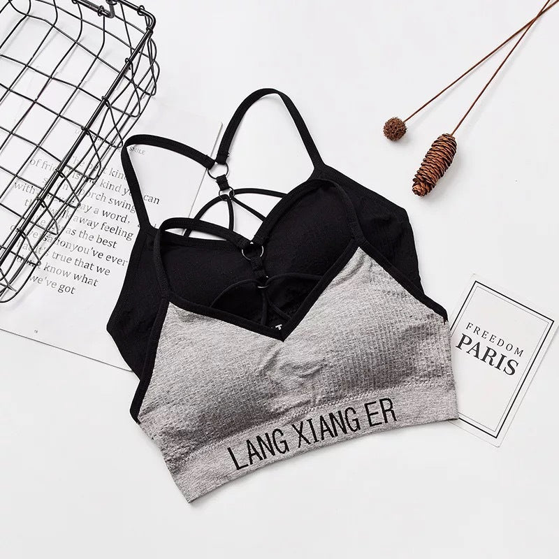 Parachute Beautiful Back Sexy Explosion Style Wrapped Chest Threaded Sling No Steel Ring Tube Top Girl Comfortable Letter Sports Suit