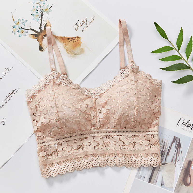 Factory Wholesale Lace Camisole Women's Beauty Back Wrapped Chest Bottoming Shirt With Anti-Glare Tube Top Bra Underwear Summer