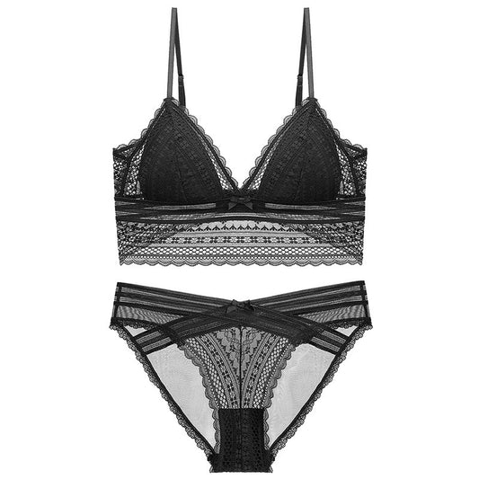 U-shaped Beautiful Back Big Halter Without Steel Ring Bra Triangle Cup Thin Set