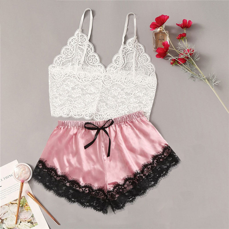 Women's New Lace Sexy Lingerie Two Piece Suit