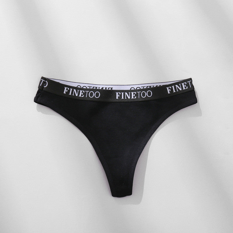 Letter Belt Sexy High Slit Thong Low Waist