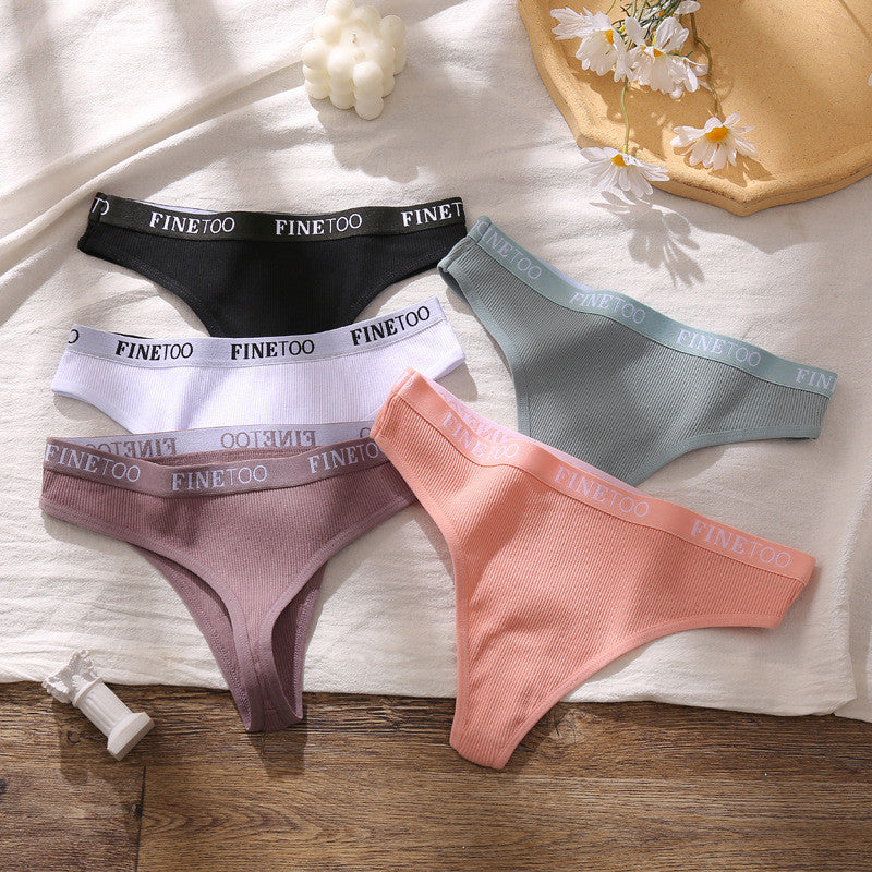 Letter Belt Sexy High Slit Thong Low Waist