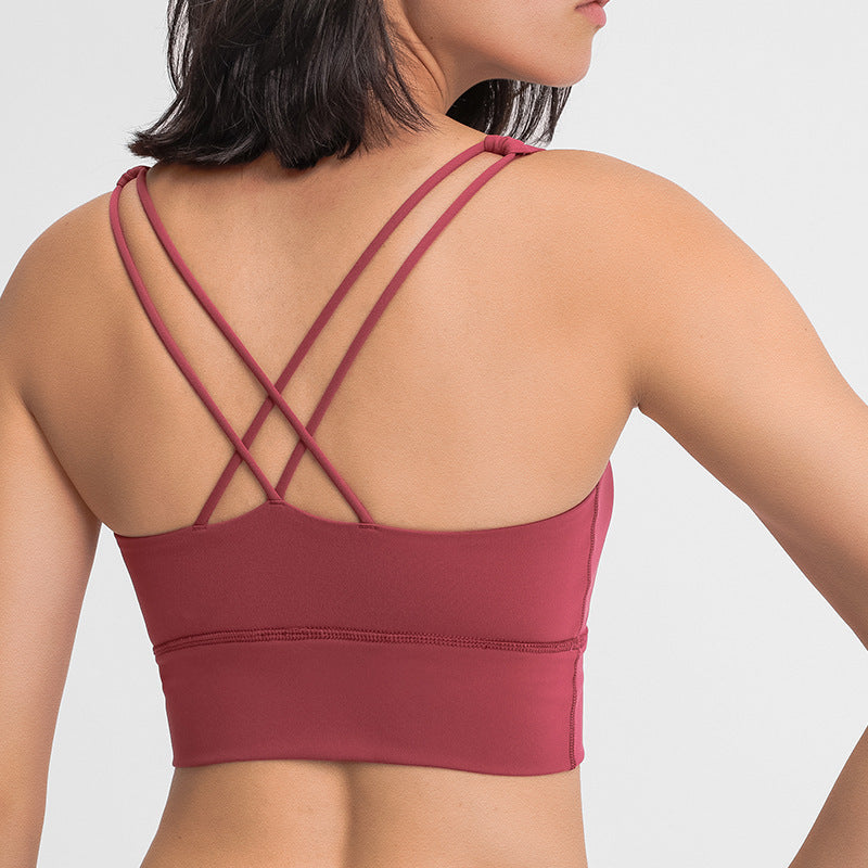 Double Shoulder Strap Shockproof Sports Underwear Women Gather Breathable