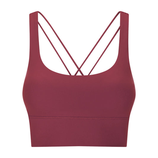 Double Shoulder Strap Shockproof Sports Underwear Women Gather Breathable