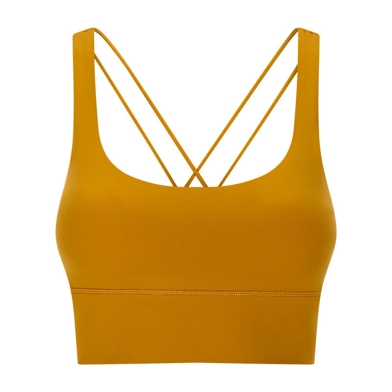 Double Shoulder Strap Shockproof Sports Underwear Women Gather Breathable