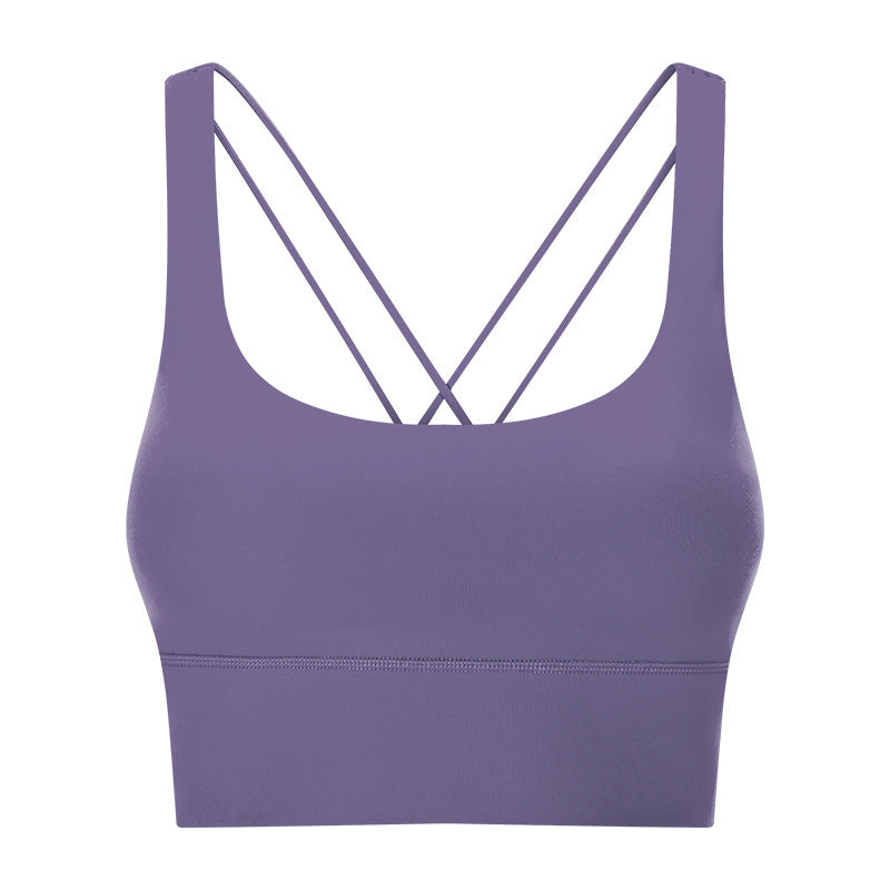 Double Shoulder Strap Shockproof Sports Underwear Women Gather Breathable