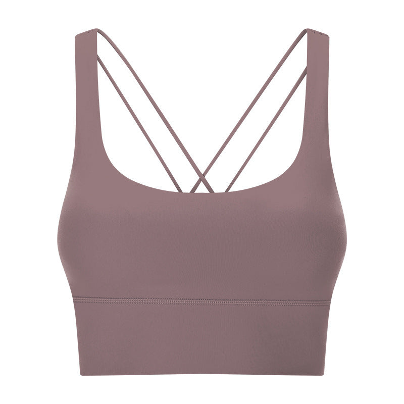 Double Shoulder Strap Shockproof Sports Underwear Women Gather Breathable