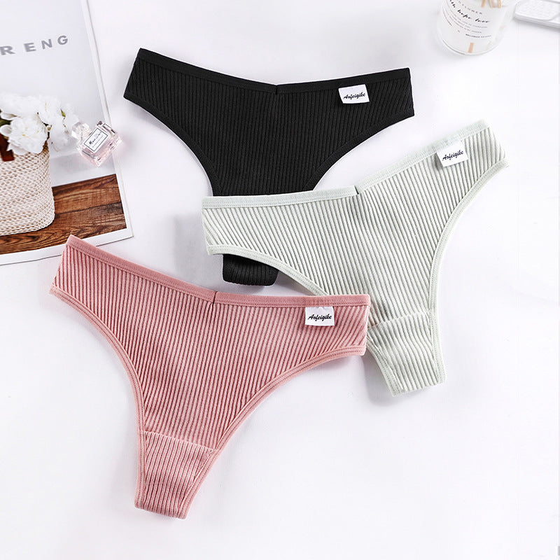 New Japanese Threaded Cotton Underwear Women's Breathable Low-waist  Seamless Cotton Girls Narrow-side Briefs Students