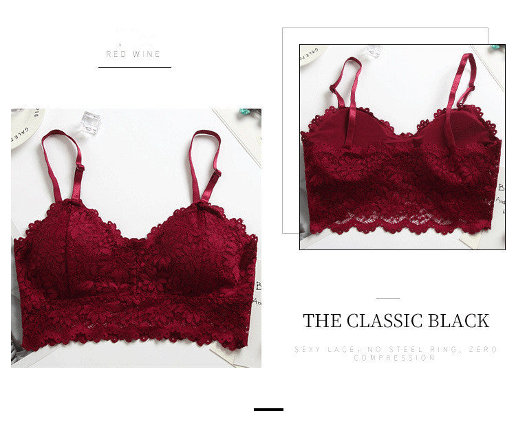 Sexy Ladies Tube Top With Double Shoulder Straps Lace Embroidery