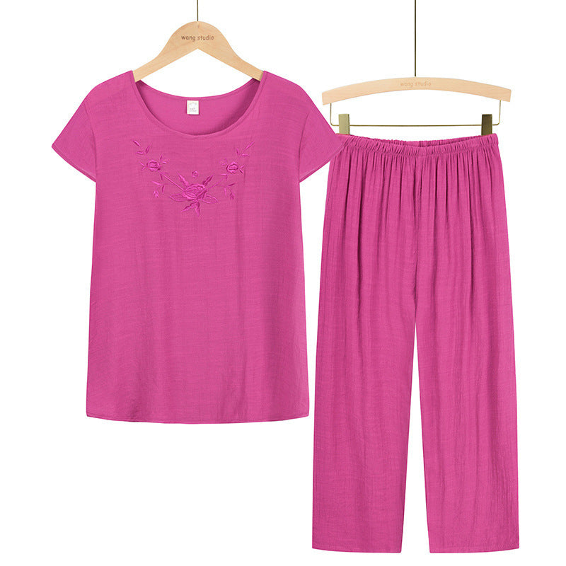 Summer Suit Casual Jacket Short Sleeved T Shirt Home Service Two-Piece Suit