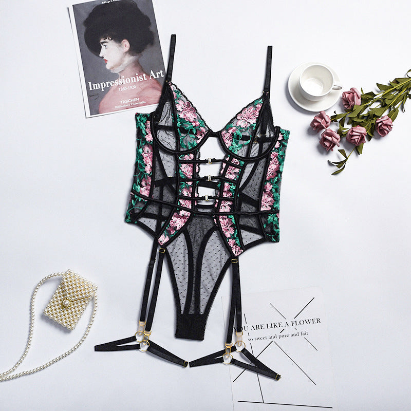 Complex Breasted Decorative Stitching Sexy Underwear Suspender Jumpsuit