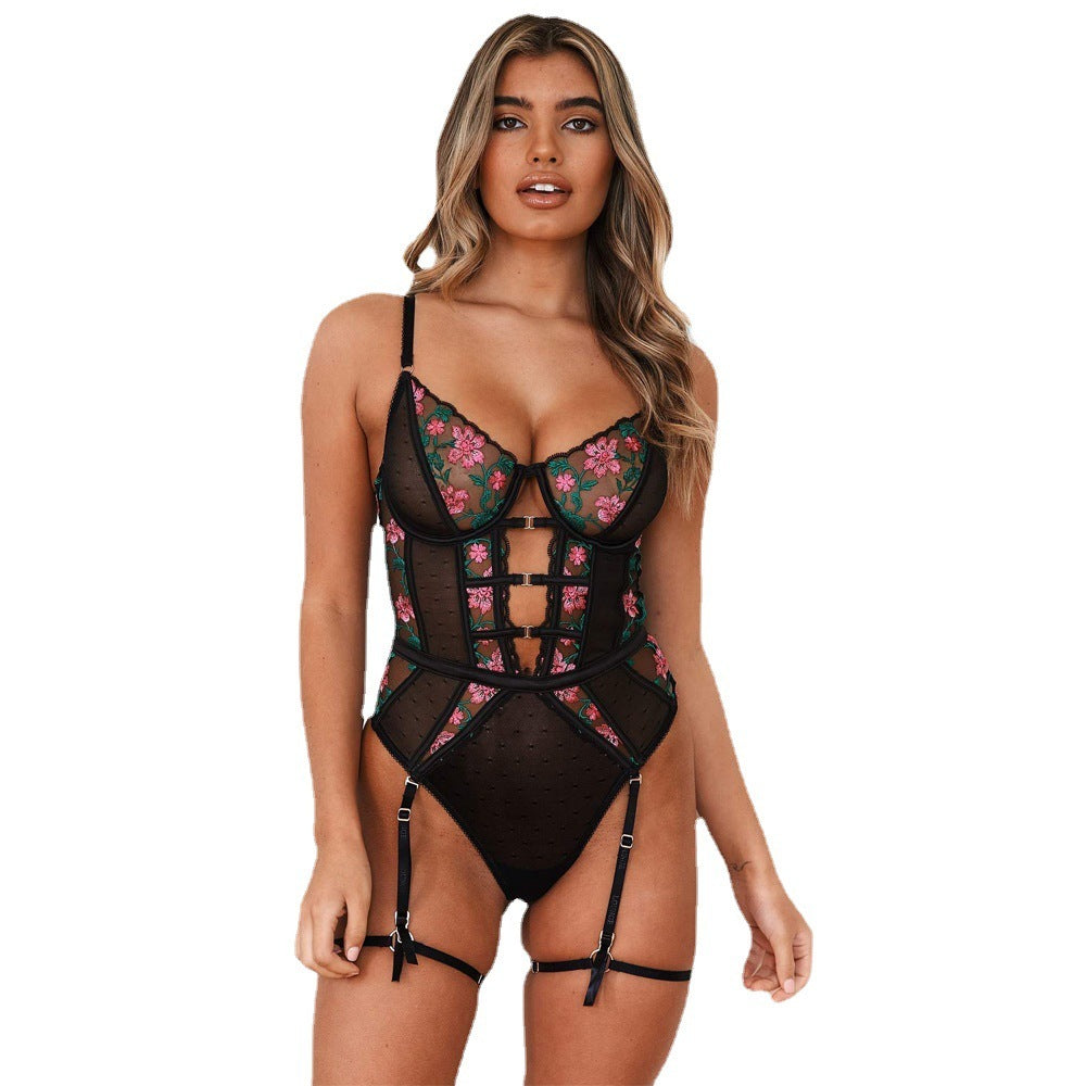 Complex Breasted Decorative Stitching Sexy Underwear Suspender Jumpsuit