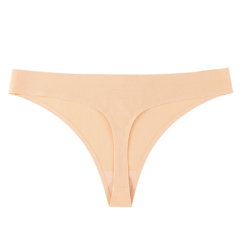One Piece Non-marking Threaded Cotton Crotch Low-rise Thong