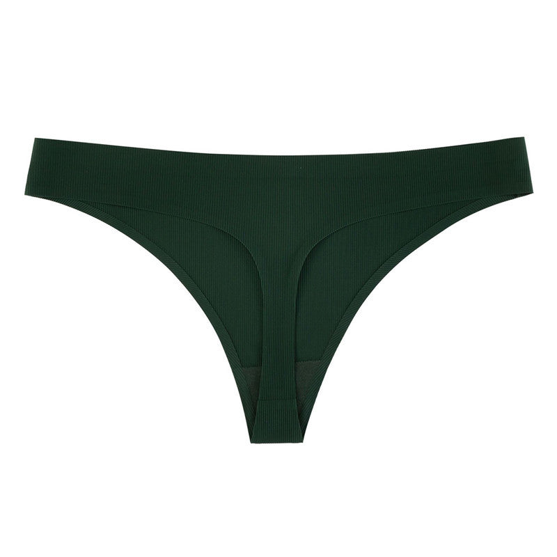 One Piece Non-marking Threaded Cotton Crotch Low-rise Thong