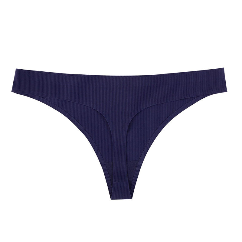 One Piece Non-marking Threaded Cotton Crotch Low-rise Thong